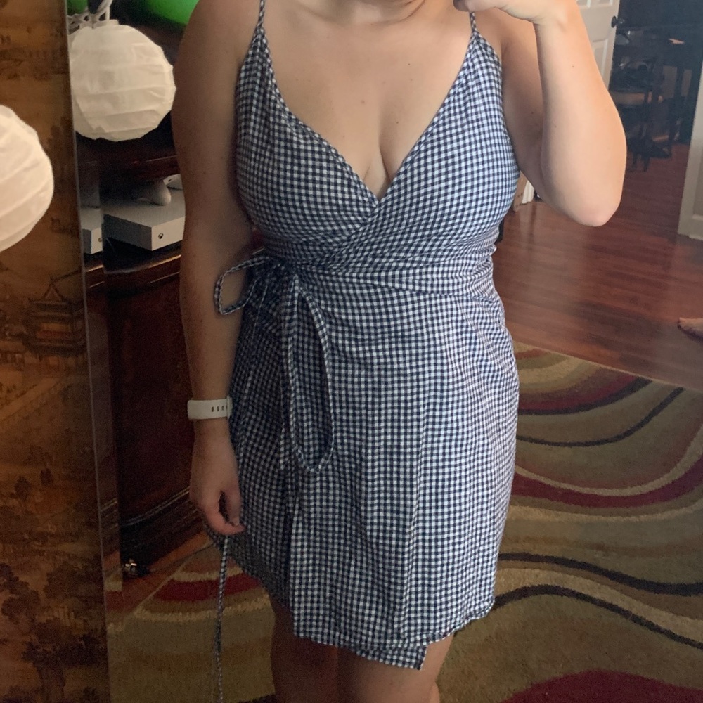 Aerie Gingham Wrap Dress